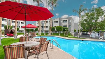 El Encanto pool view with plenty of lounging and relaxation space